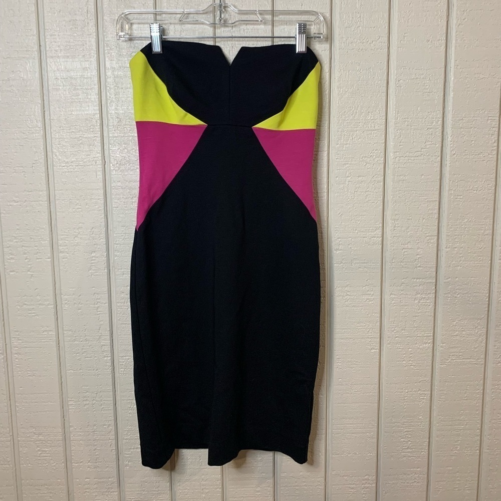 Trina Turk strapless colorblock dress, size tag missing. Estimated size 4.